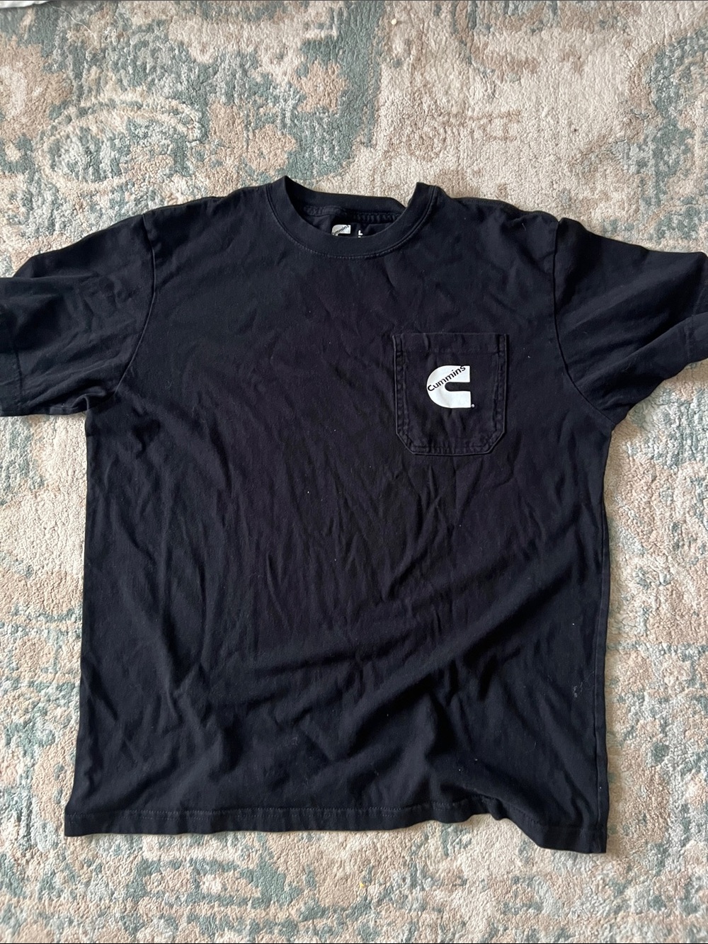 Cummins Black Short-Sleeve Pocket Tee with Small Chest Logo